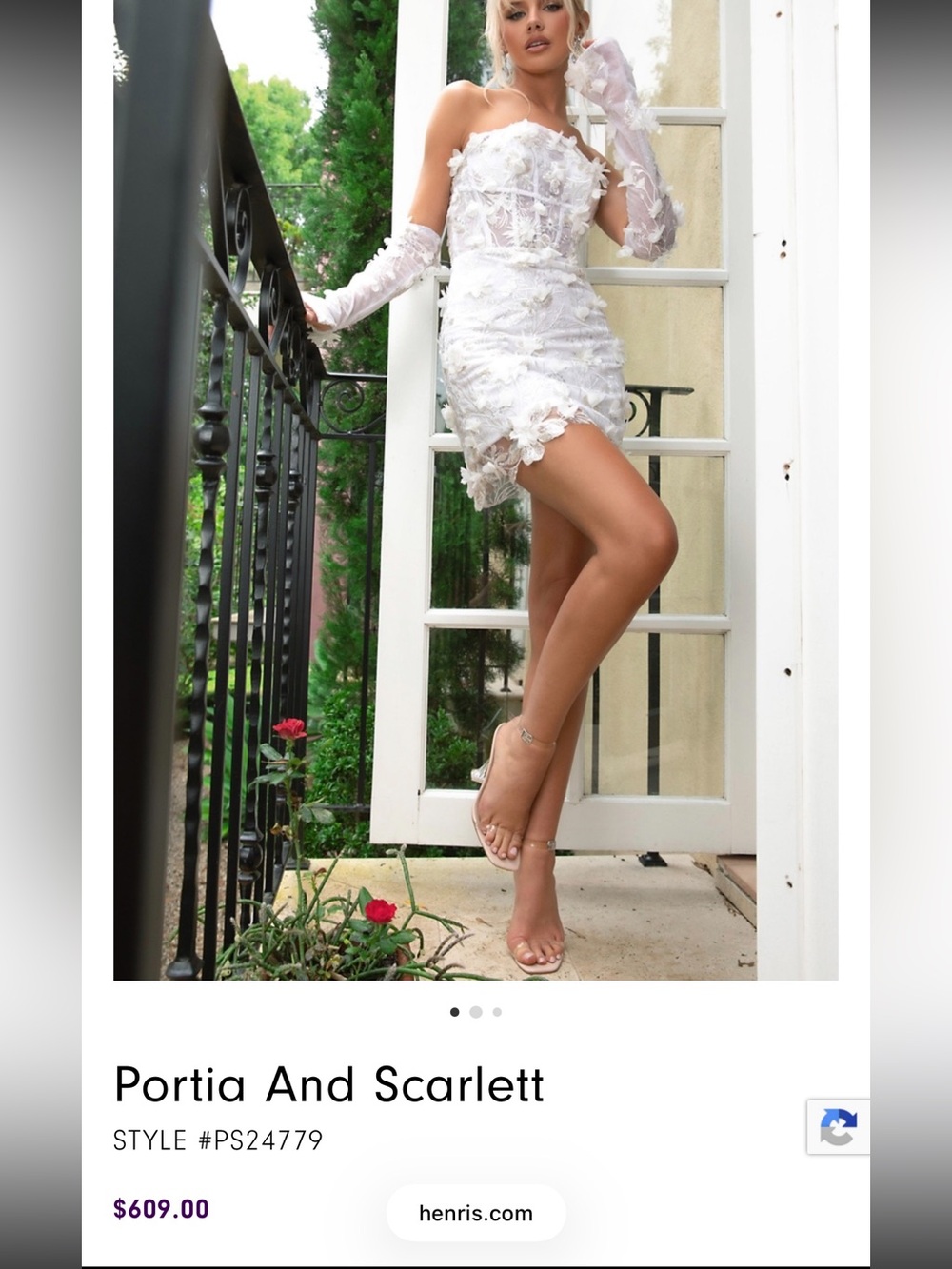 Portia and Scarlett White Strapless Floral Lace Mini Dress